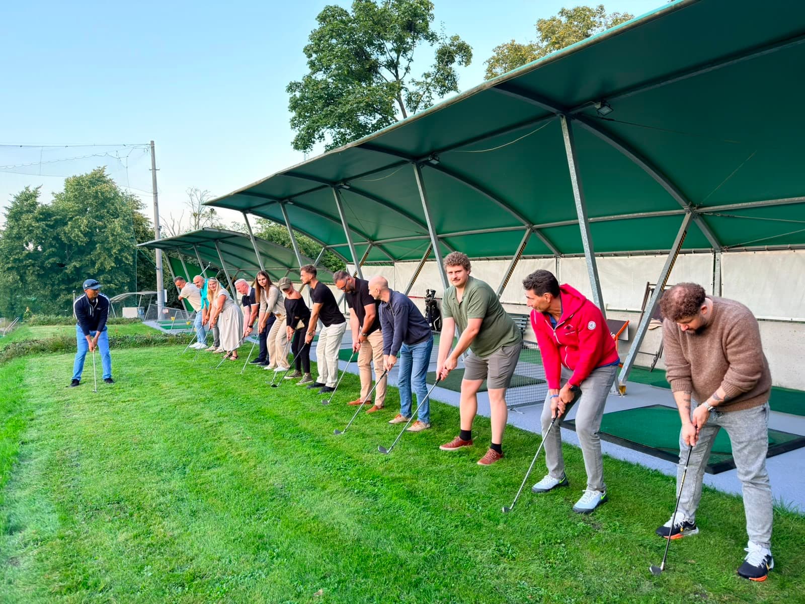 Group corporate event on the driving range